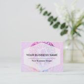 Pink Yoga Tree Woman in Pastel Colors Business Card (Standing Front)