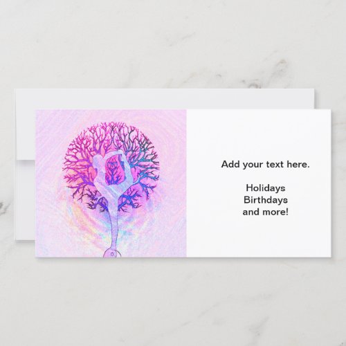 Pink Yoga Tree Woman in Pastel Colors Holiday Card
