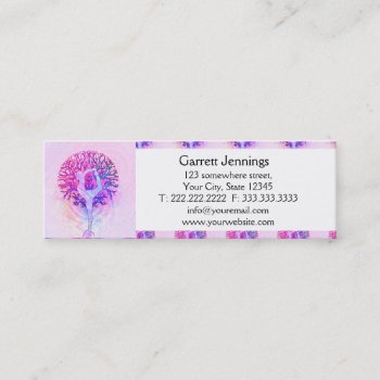 Pink Yoga Tree Woman In Pastel Colors Mini Business Card by thetreeoflife at Zazzle