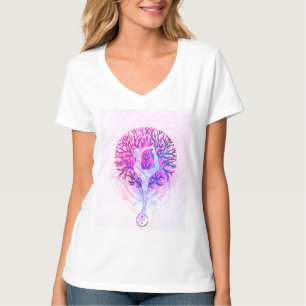 Pink Yoga Tree Woman in Pastel Colors T-Shirt