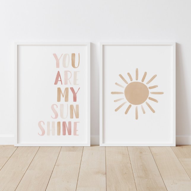 Pink You Are My Sunshine and Sun Girl Nursery Wall Art Sets (Creator Uploaded)