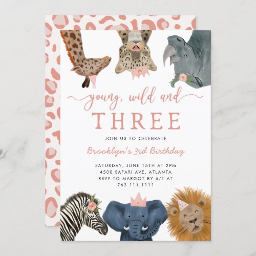Pink Young Wild and Three Safari Birthday Party