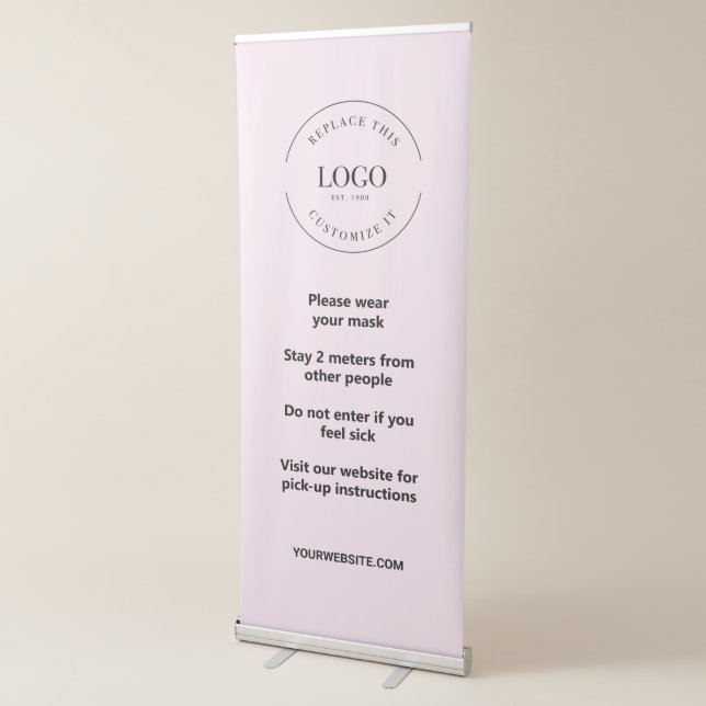 Pink Your Logo Here Wear masks Editable text Retractable Banner (3/4)