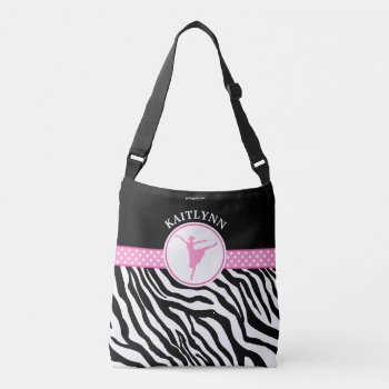 Pink Your Name Zebra Print Ballet Dancer Crossbody Bag by GollyGirls at Zazzle