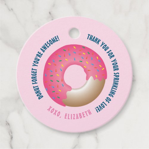 Pink Youre awesome Donut Thank You Baby Sprinkle Favor Tags
