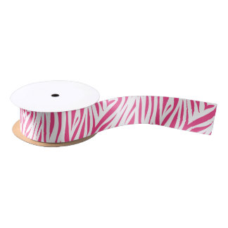 Pink Zebra Animal Print Satin Ribbon