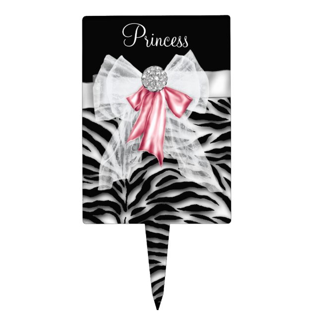 Pink Zebra Baby Shower Cake Topper (Front)