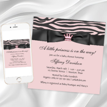 Pink Zebra Baby Shower Invitation by BabyCentral at Zazzle