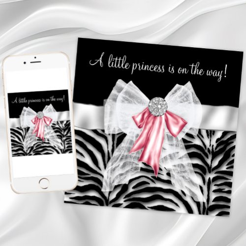 Pink Zebra Baby Shower Invitation