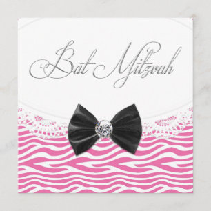 Pink Zebra Bat Mitzvah Invitations