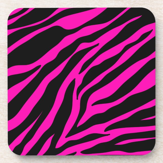 pink zebra beverage coaster (Front)