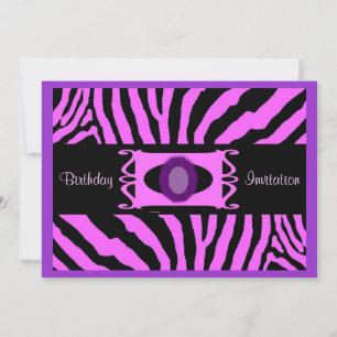 Pink Zebra Birthday Invitation