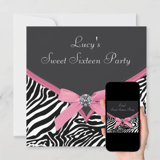 Pink Zebra Birthday Party Invitation Zazzle