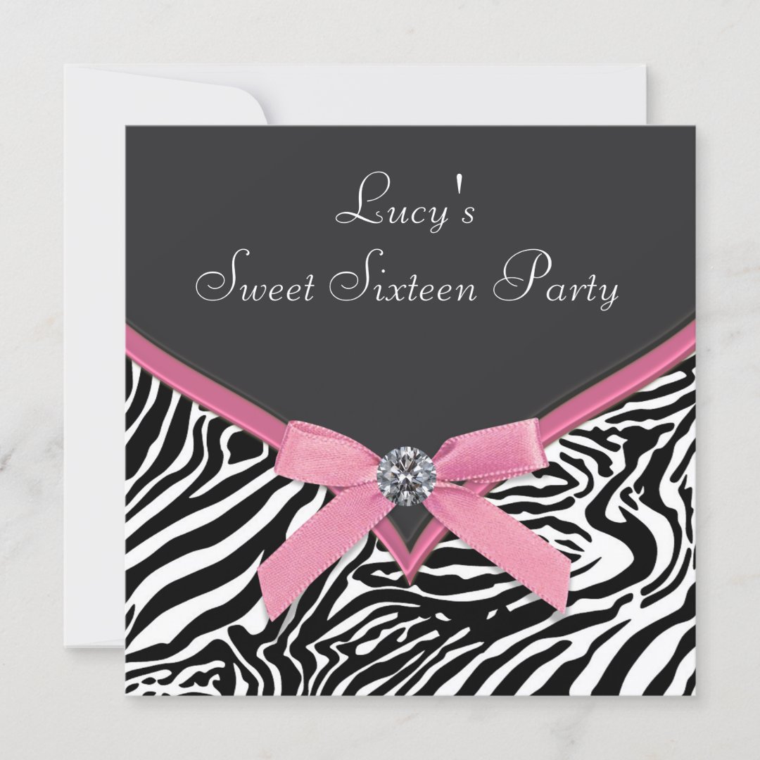 Pink Zebra Birthday Party Invitation Zazzle