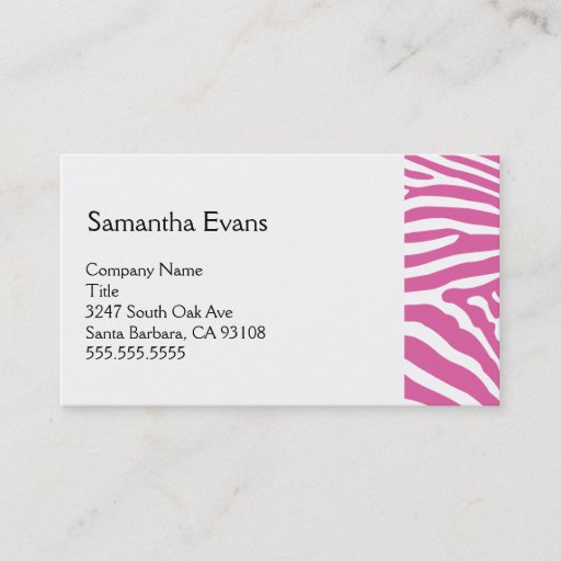 Customizable Pink Zebra Business Card