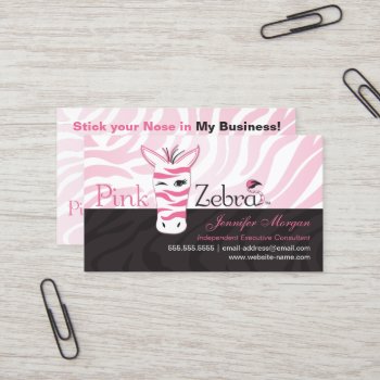 Pink Zebra Business Card by SocialiteDesigns at Zazzle