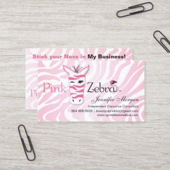 Pink Zebra Business Card by SocialiteDesigns at Zazzle