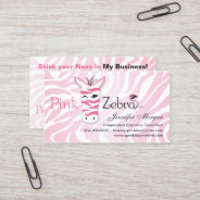 Pink Zebra Business Card at Zazzle