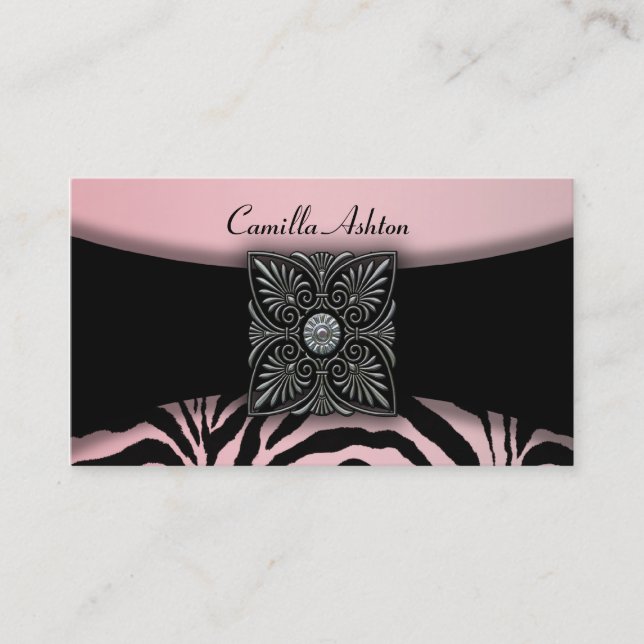 Pink Zebra Business Cards (Front)