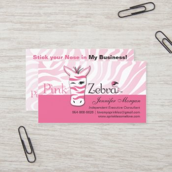 Pink Zebra Business Cards by SocialiteDesigns at Zazzle