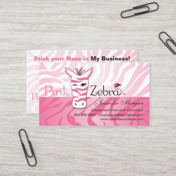 Pink Zebra Business Cards by SocialiteDesigns at Zazzle