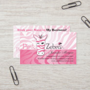Pink Zebra Business Cards at Zazzle