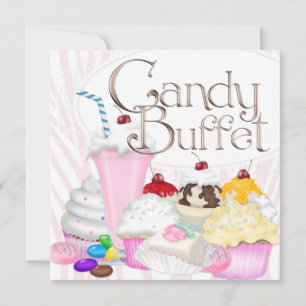 Pink Zebra Candy Buffet Party Invitation