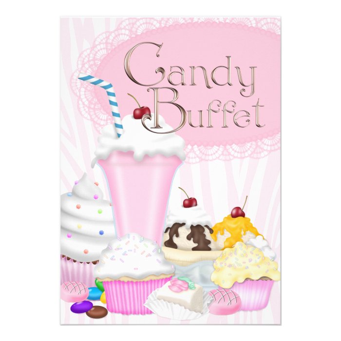Pink Zebra Candy Buffet Party Invitation Template