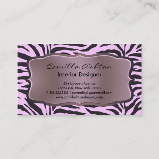 Customizable Pink Zebra Cards Business Business Cards