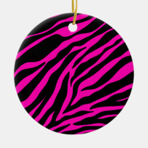 pink zebra ceramic ornament