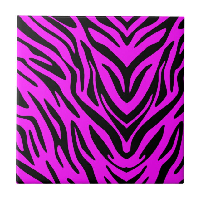 Pink Zebra Ceramic Tile (Front)