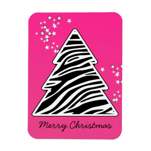 Pink zebra Christmas Tree Magnet