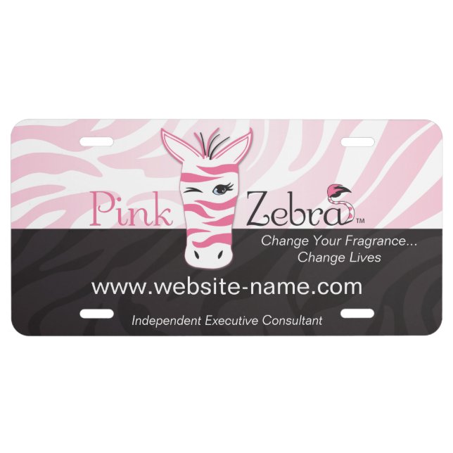 Pink Zebra Consultant Advertisement License Plate (Front)