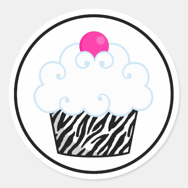 Pink Zebra Cupcake Stickers (Front)