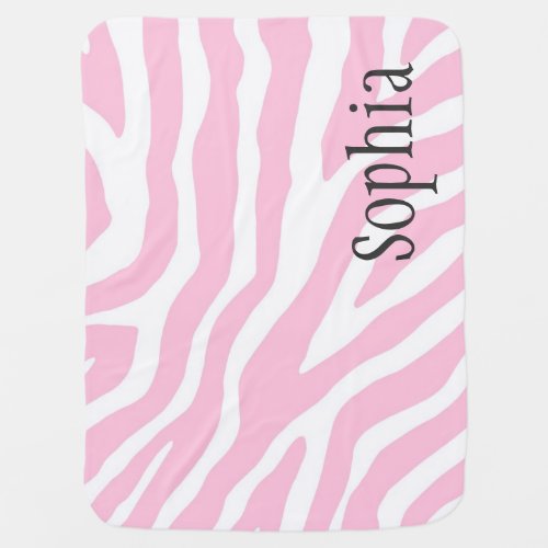 Pink Zebra Custom Name Baby Blanket