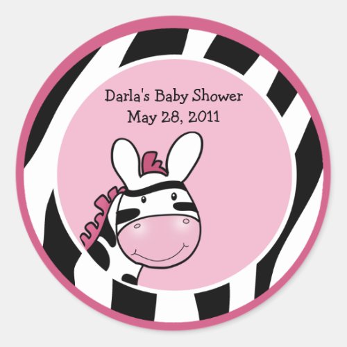 PINK ZEBRA DIVA Baby Shower 3_inch Sticker