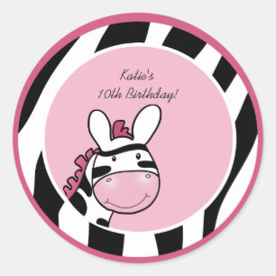 PINK ZEBRA DIVA JUNGLE 3" Favor Stickers