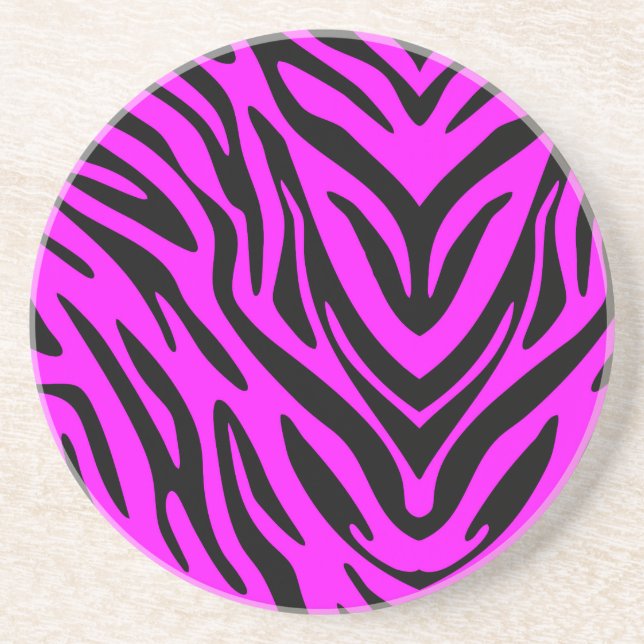 Pink Zebra Drink Coaster (Front)