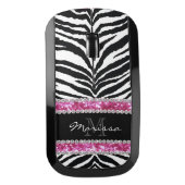 Pink Zebra Faux Glitter Bling Monogrammed Girly Wireless Mouse (Front)