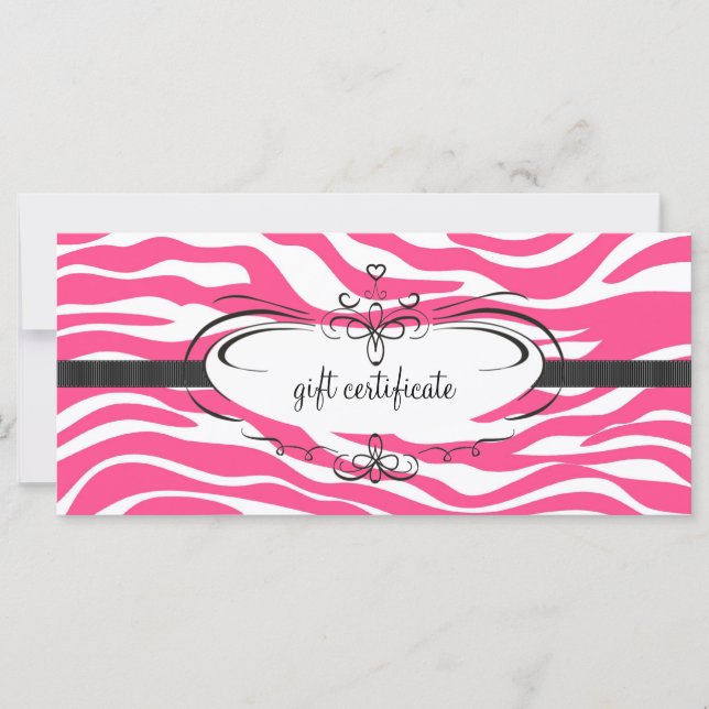 Pink Zebra Gift Certificate : Rack Card (Front)