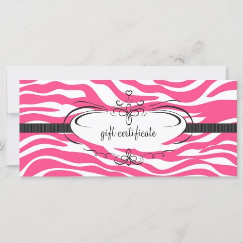 Pink Zebra Gift Certificate  Rack Card