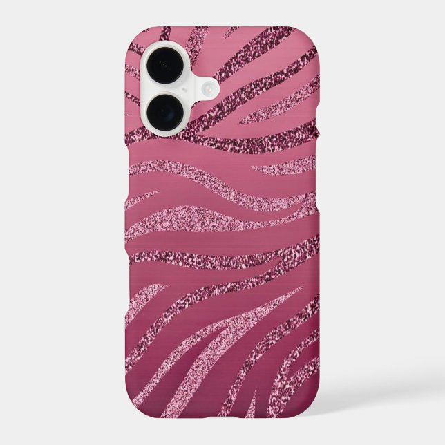 Pink Zebra Glitter Iphone Case (Back)