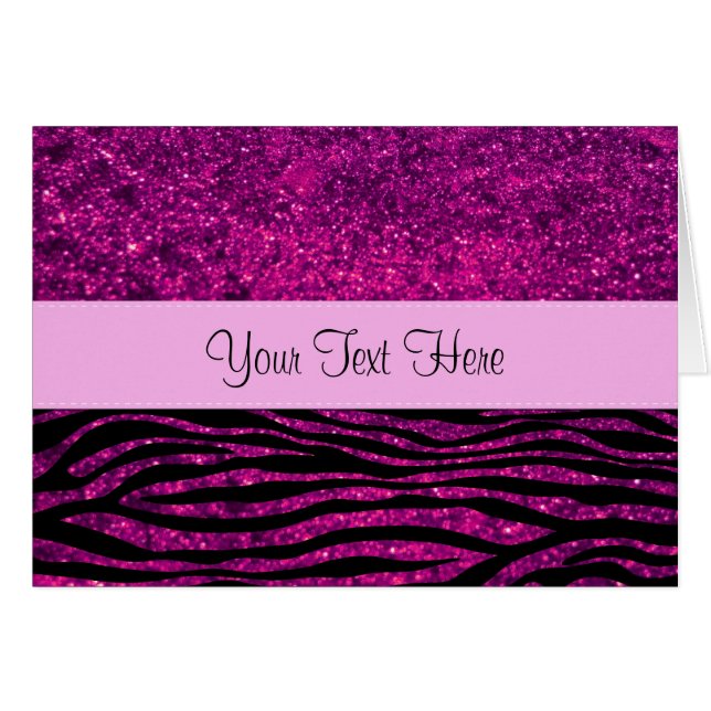 Pink Zebra, Glitter Zebra, Zebra Print, Stripes Cards (Front Horizontal)
