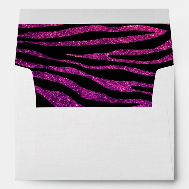 Pink Zebra, Glitter Zebra, Zebra Print, Stripes Envelope (Back (Bottom))