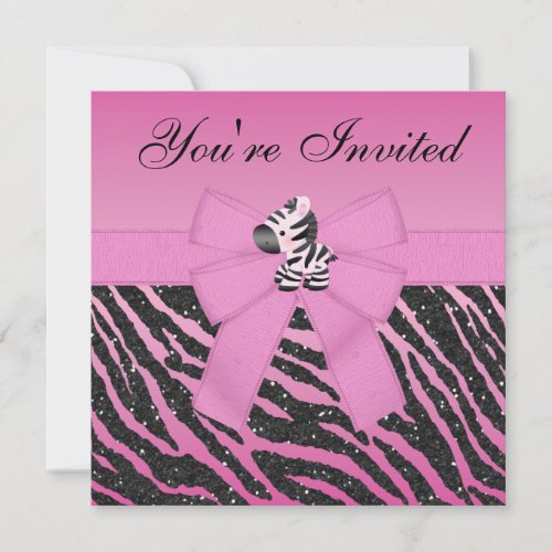 Pink Zebra, Heart Jewels &amp; Animal Print Glitter Announcements