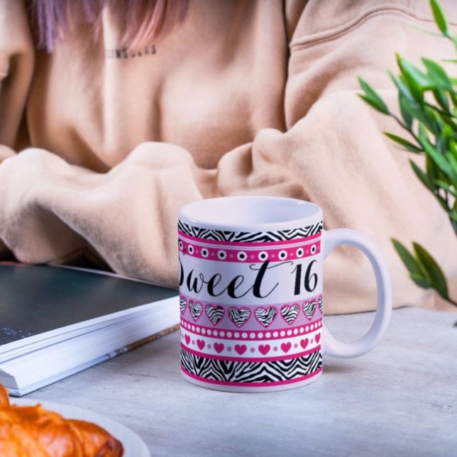 Pink zebra heart Sweet 16 Mug (Creator Uploaded)