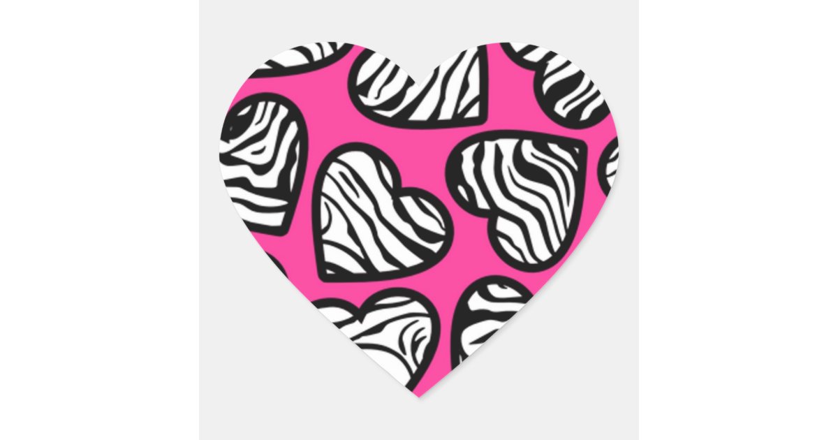 Pink zebra hearts sticker
