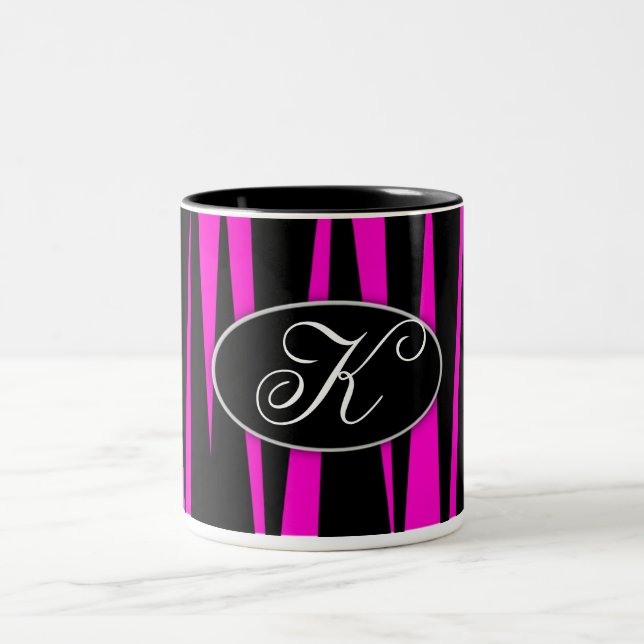 Pink Zebra Initial Monogrammed Coffee Mug (Center)