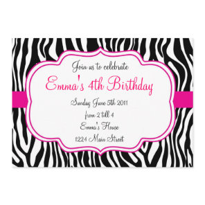 Pink Zebra Invitation