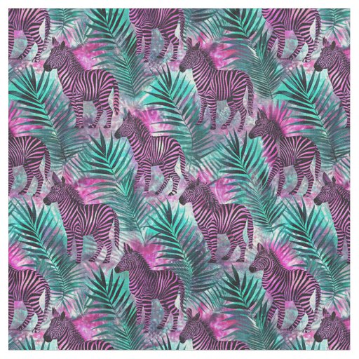 Pink Zebra Jungle Tropical Pattern Fabric